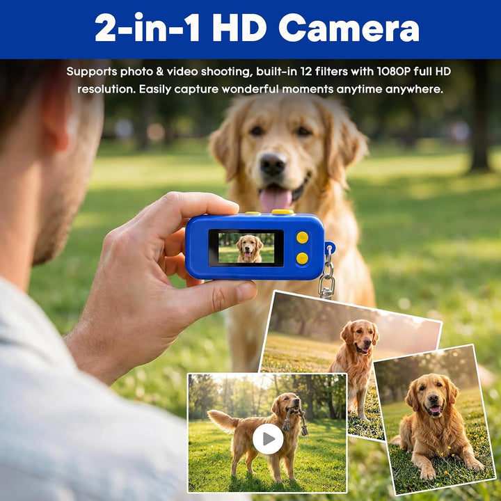 Keychain Digital Camera, 1080P Mini Kamera with 8GB Karte, Foto und Videoaufzeichnung, 12 Filters an