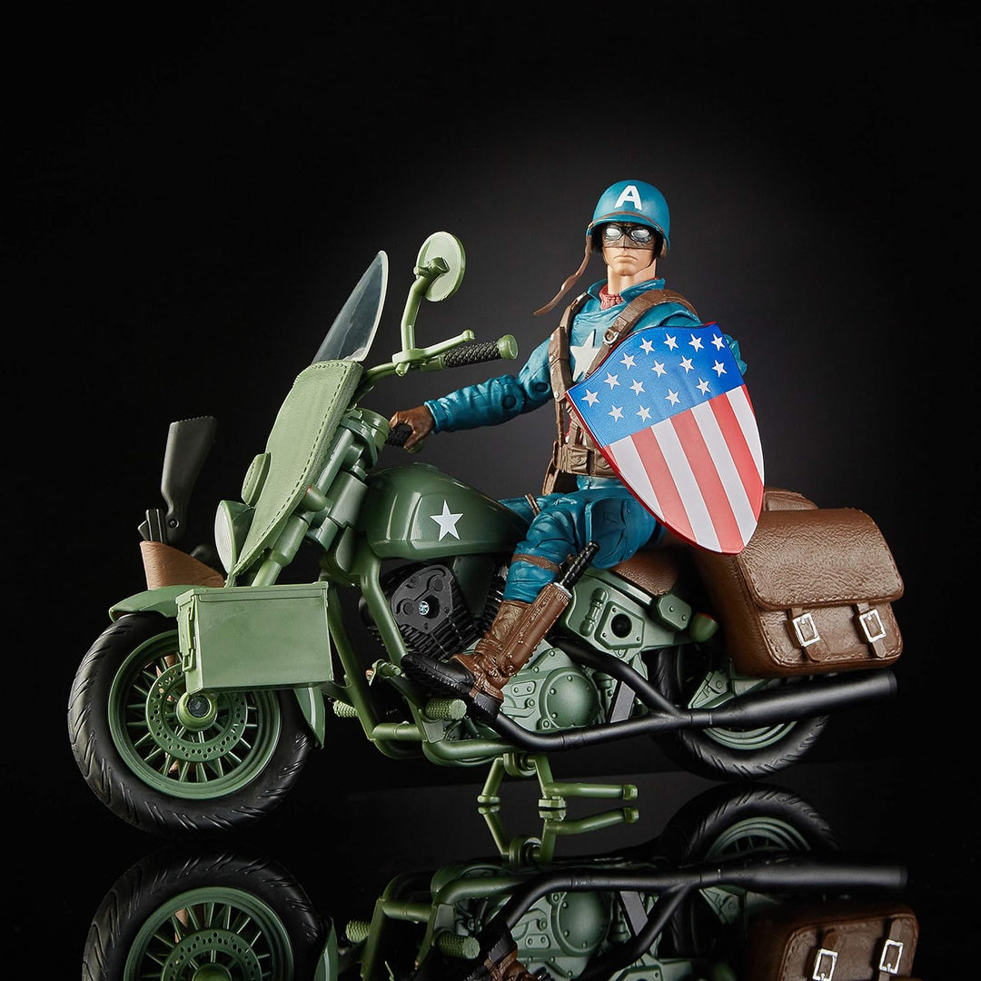 Hasbro Marvel Legends Series E4704CB0 Captain America mit Fahrzeug und Zubehör, Mehrfarbig