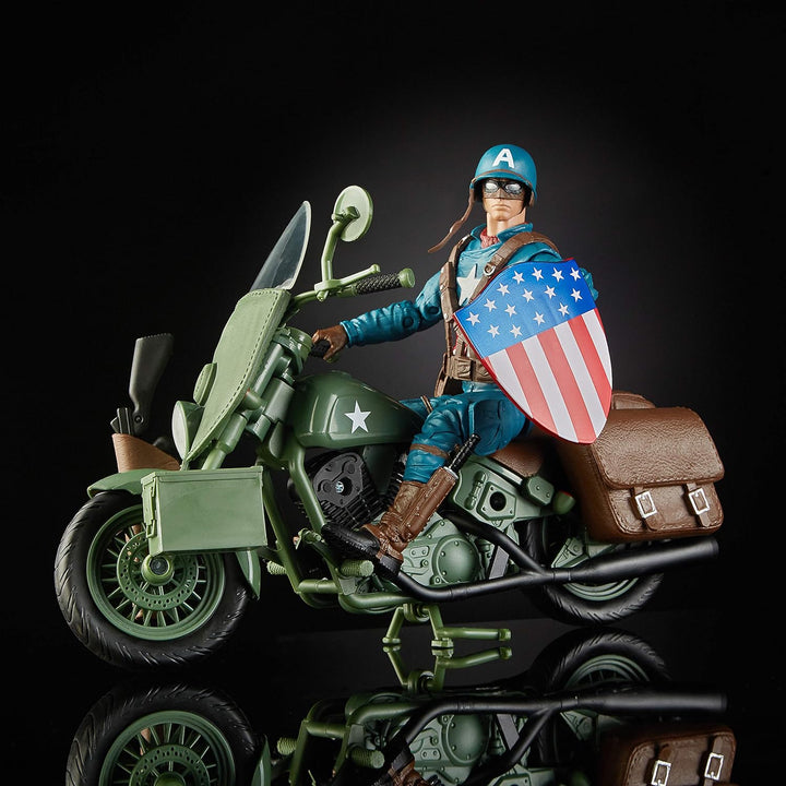 Hasbro Marvel Legends Series E4704CB0 Captain America mit Fahrzeug und Zubehör, Mehrfarbig