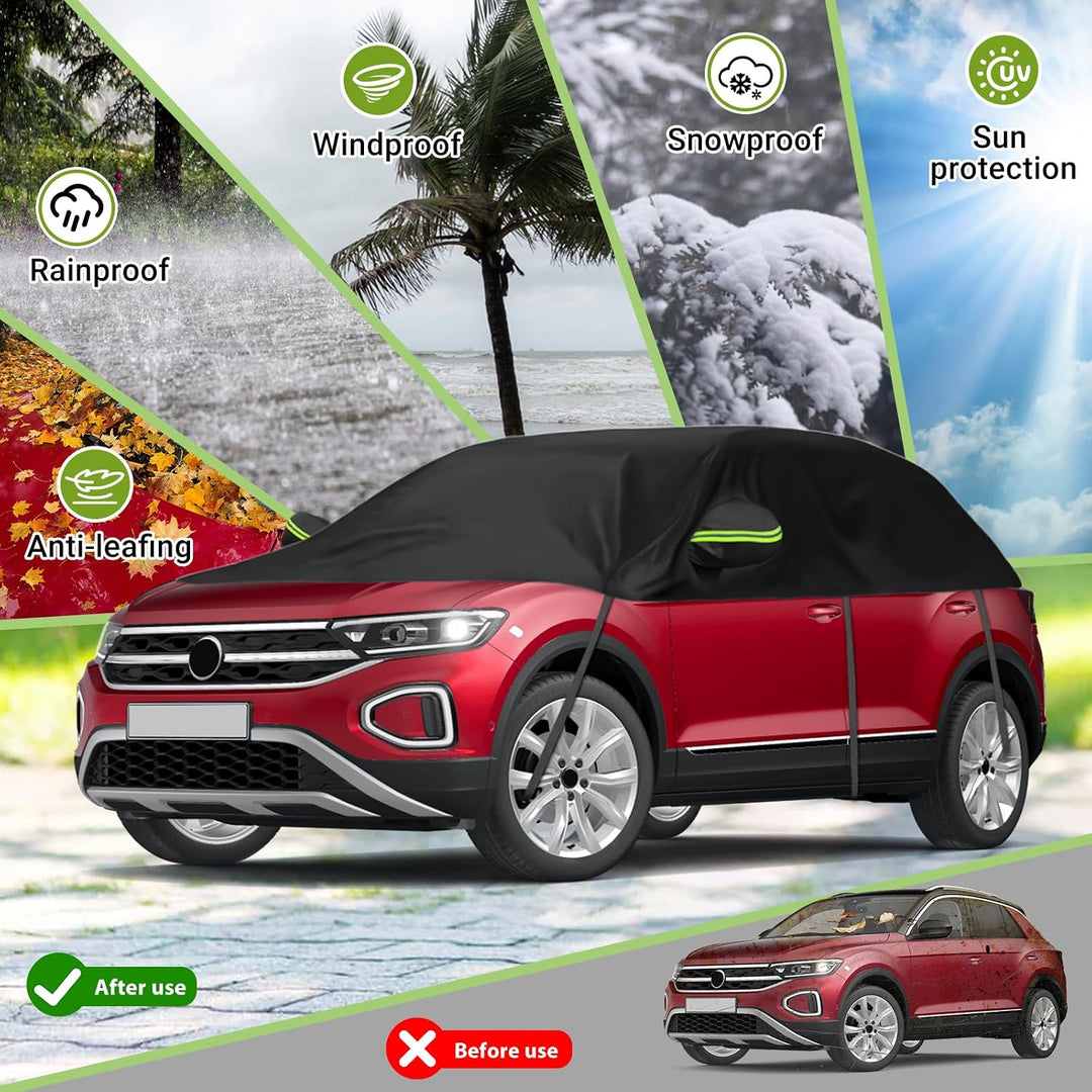 Universelle Halbgarage für SUV-Modell 361X150X54cm, Autoabdeckung Wasserdicht Ersatz für VW Tiguan S