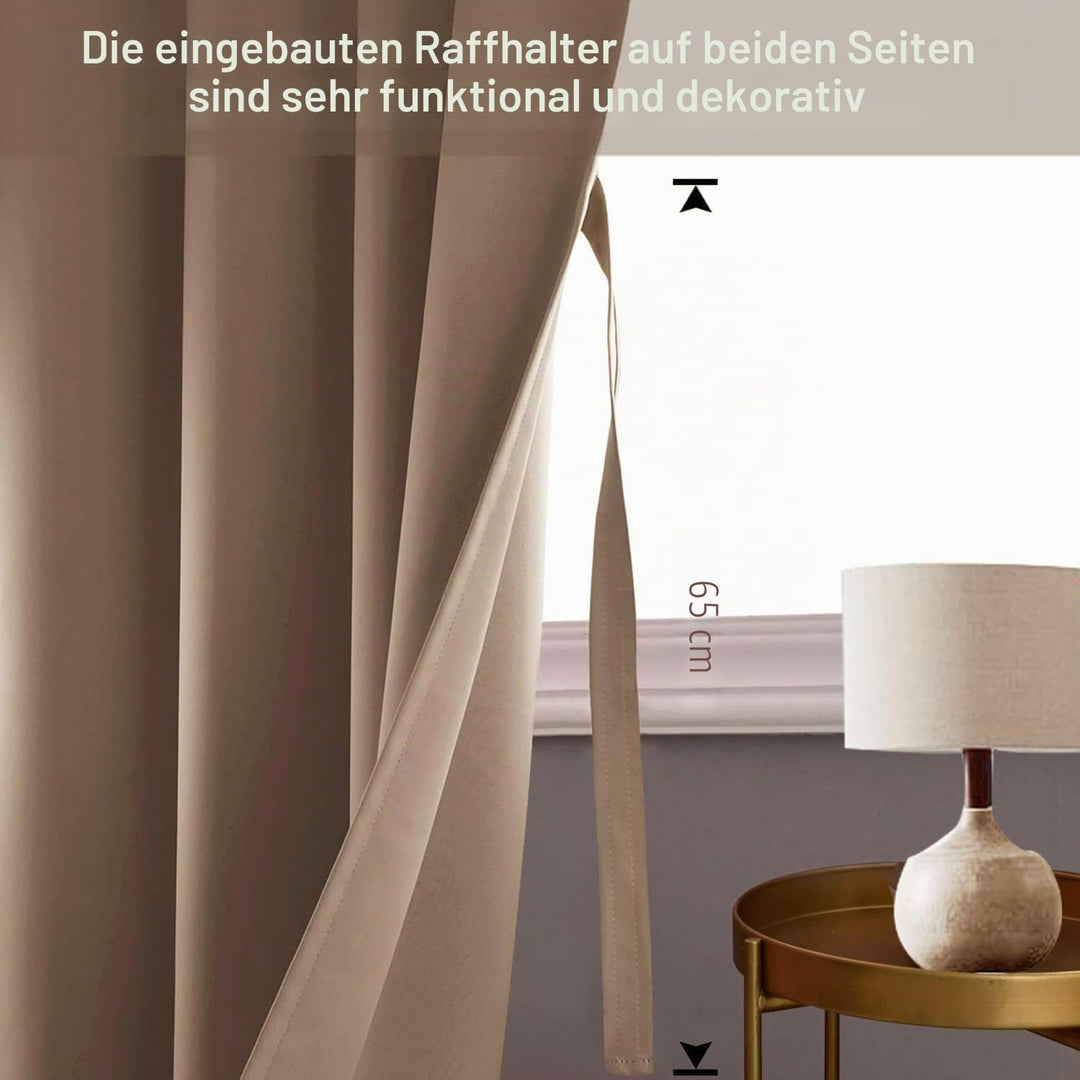 JIUZHEN Blickdicht Vorhänge Gardinen Ösenvorhang für Schlafzimmer Wohnzimmer,Cappuccino Verdunkelung