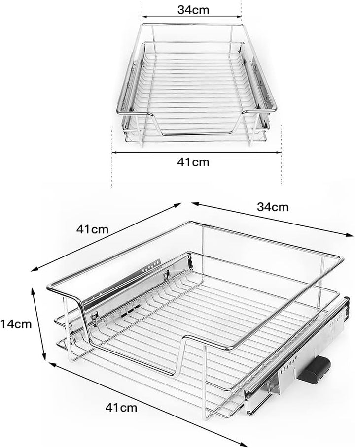 2 x Teleskopschublade Teleskop Schublade 41cm für die Küchenunterschränke, 2 Einbauschublade mit Sch