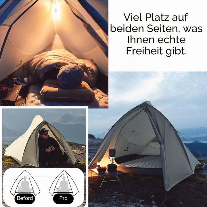 Naturehike Cloud Up Pro Zelt, 2024 Upgrade, ultraleichte Zelte, 1,75 kg (Alles Zubehör im Lieferumfa