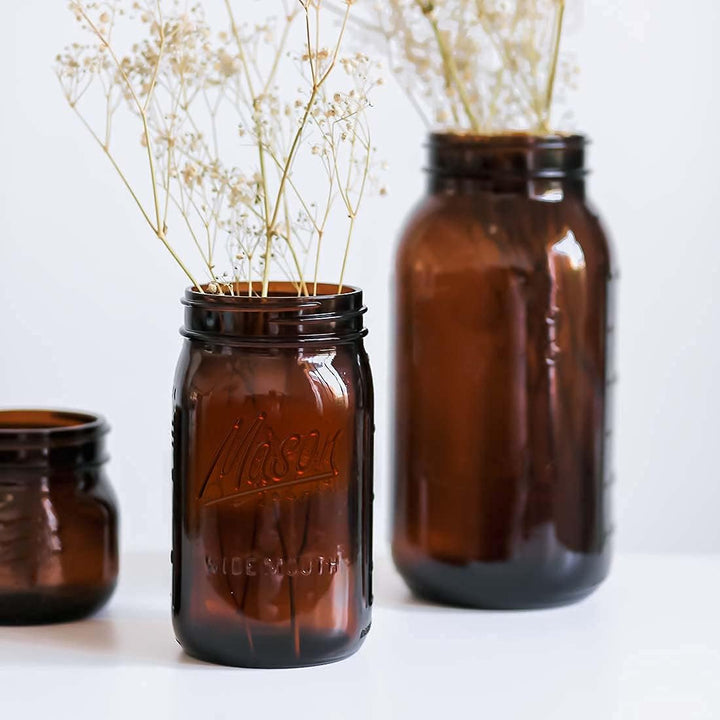 Bedoo Einmachgläser mit breiter Öffnung, 900 ml, Deckel und Bändern, 6 Stück, Quart luftdichten Deck