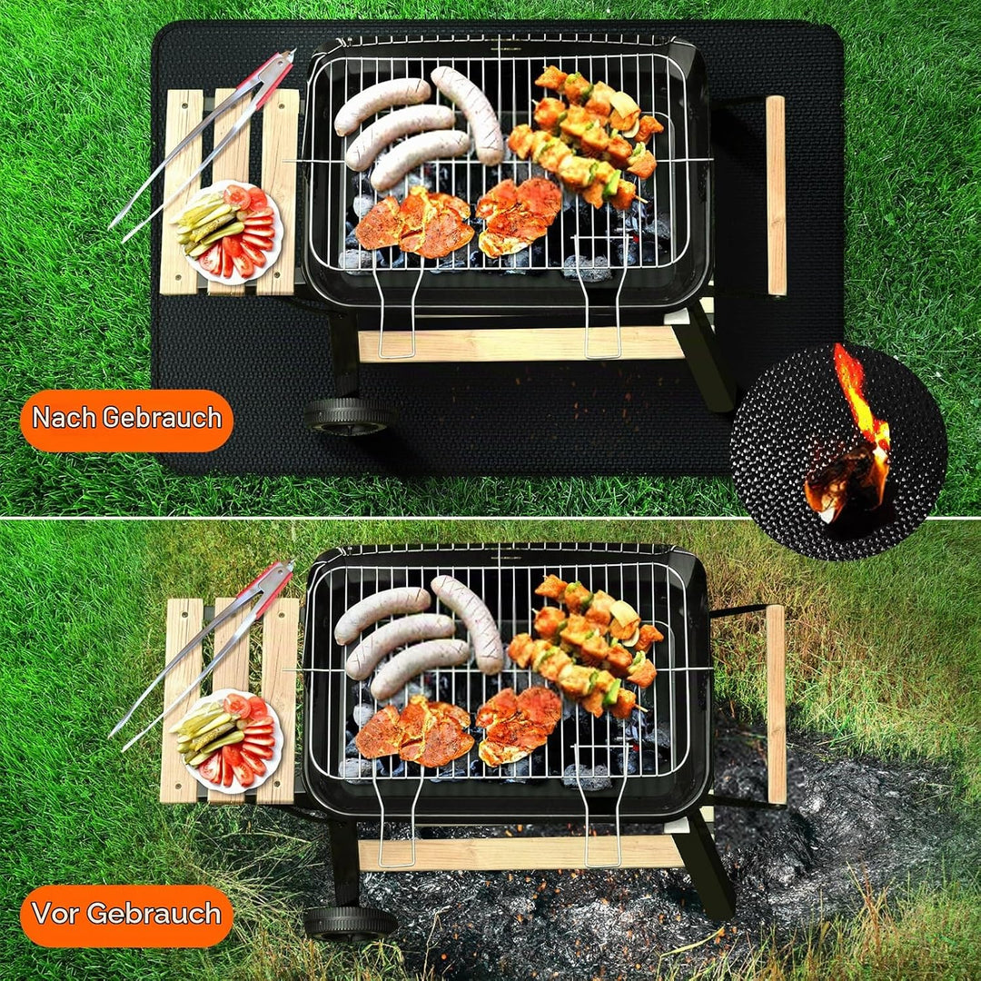 Feuerfeste Unterlage 100 × 150cm, Glasfasersilikon Hitzeschutzmatte, Grillmatte Bodenschutz, Bodensc
