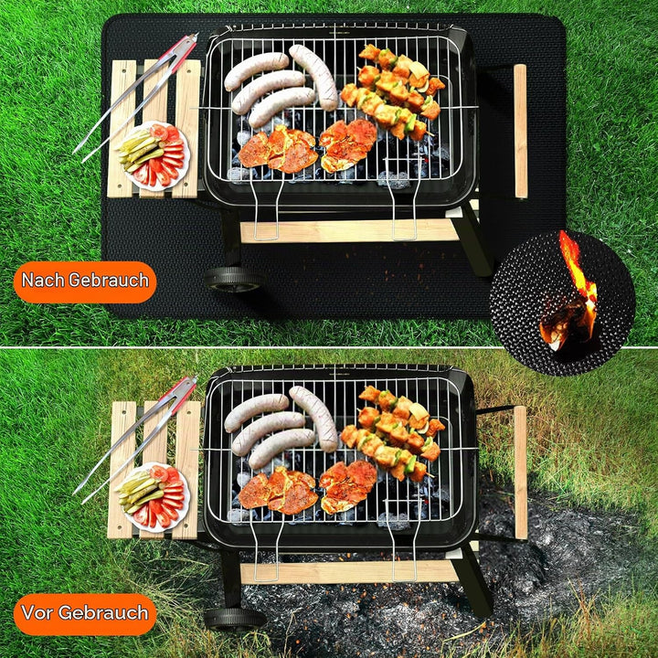 Feuerfeste Unterlage 100 × 150cm, Glasfasersilikon Hitzeschutzmatte, Grillmatte Bodenschutz, Bodensc