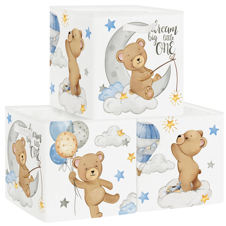 30cm Aufbewahrungsbox 3 Stück Schlafende Tiere Aufbewahrungskorb Kinder Falt Bär Sterne Ballon mit G