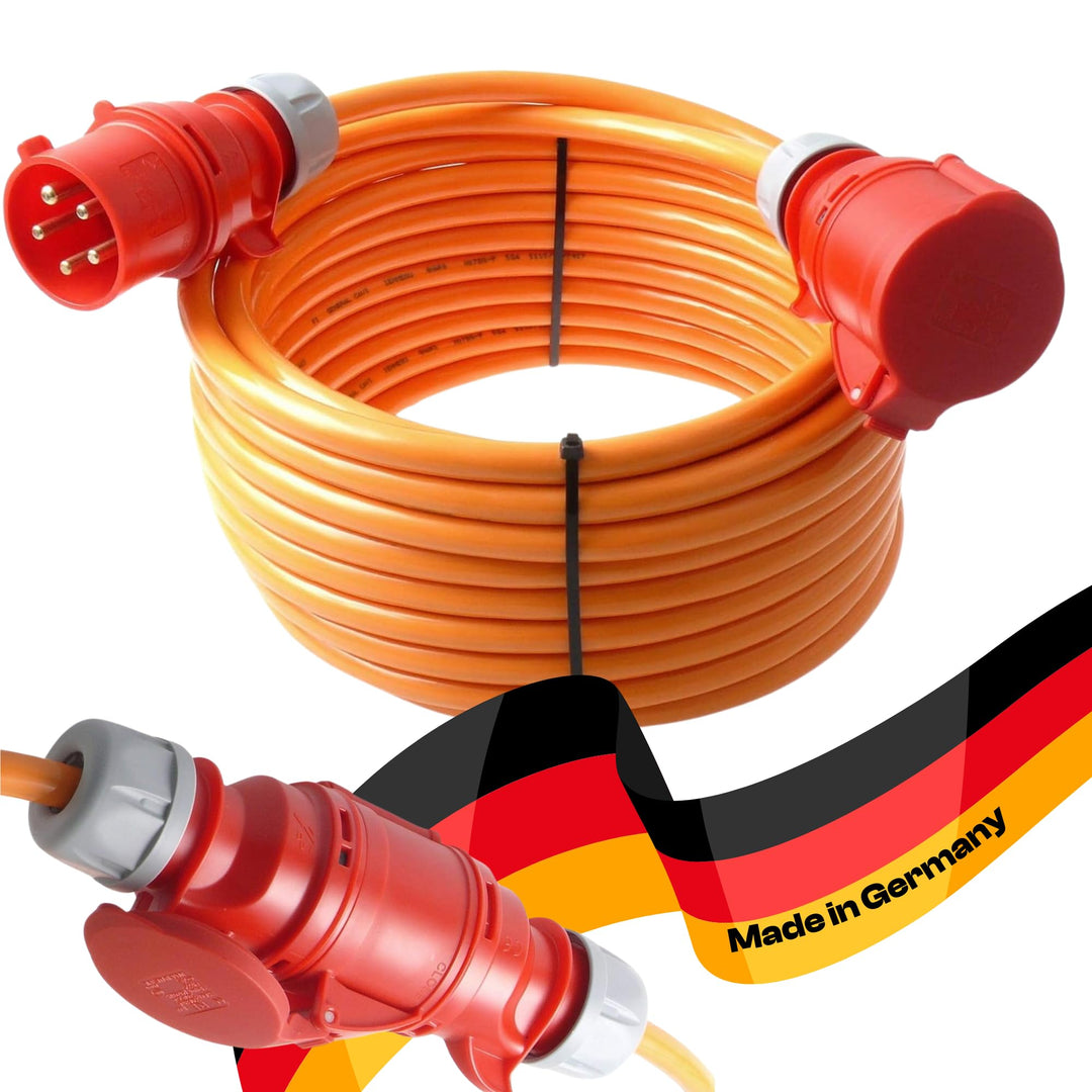 netbote24 CEE Starkstromkabel Verlängerungskabel Pur Leitung H07BQ-F 32A 400V 5g6 5x6 mm² 30m Orange