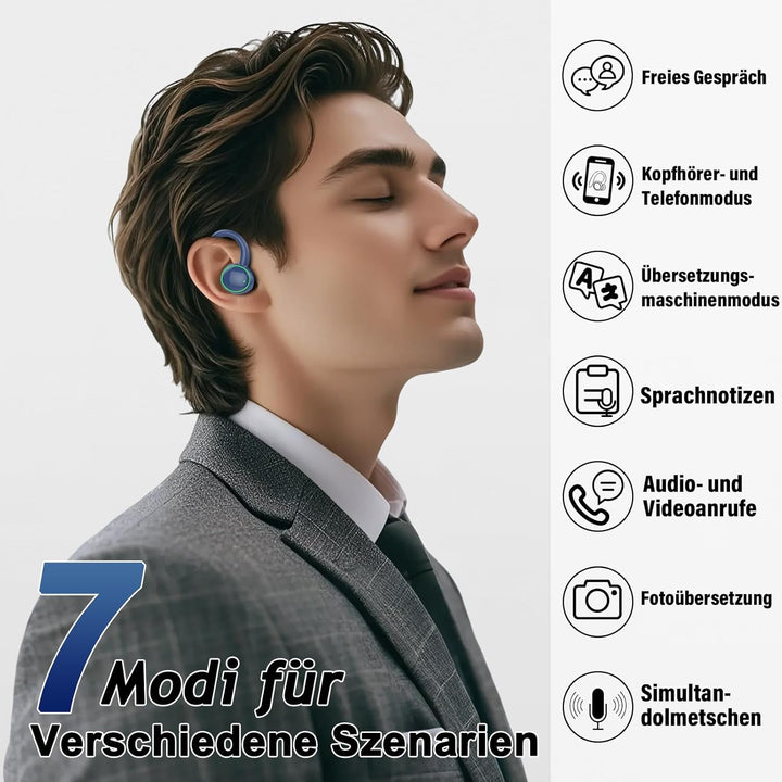 AI Kopfhörer Übersetzer, 3-in-1 Bluetooth 5.4 Echtzeit Sprachübersetzungs Kopfhörer, 164 Sprachen mi