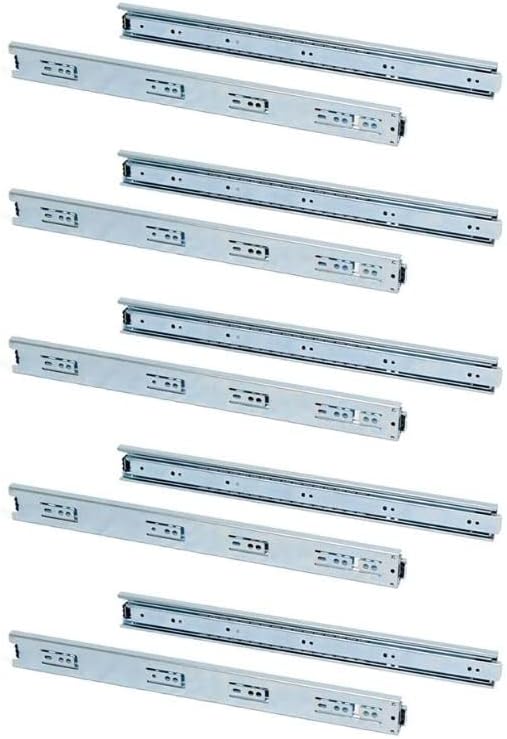 Emuca 3043405 Set Schubladenführungen, vollauszug mit Rollen, Lot von 5, Verzinktem, 400 mm 5 Stück