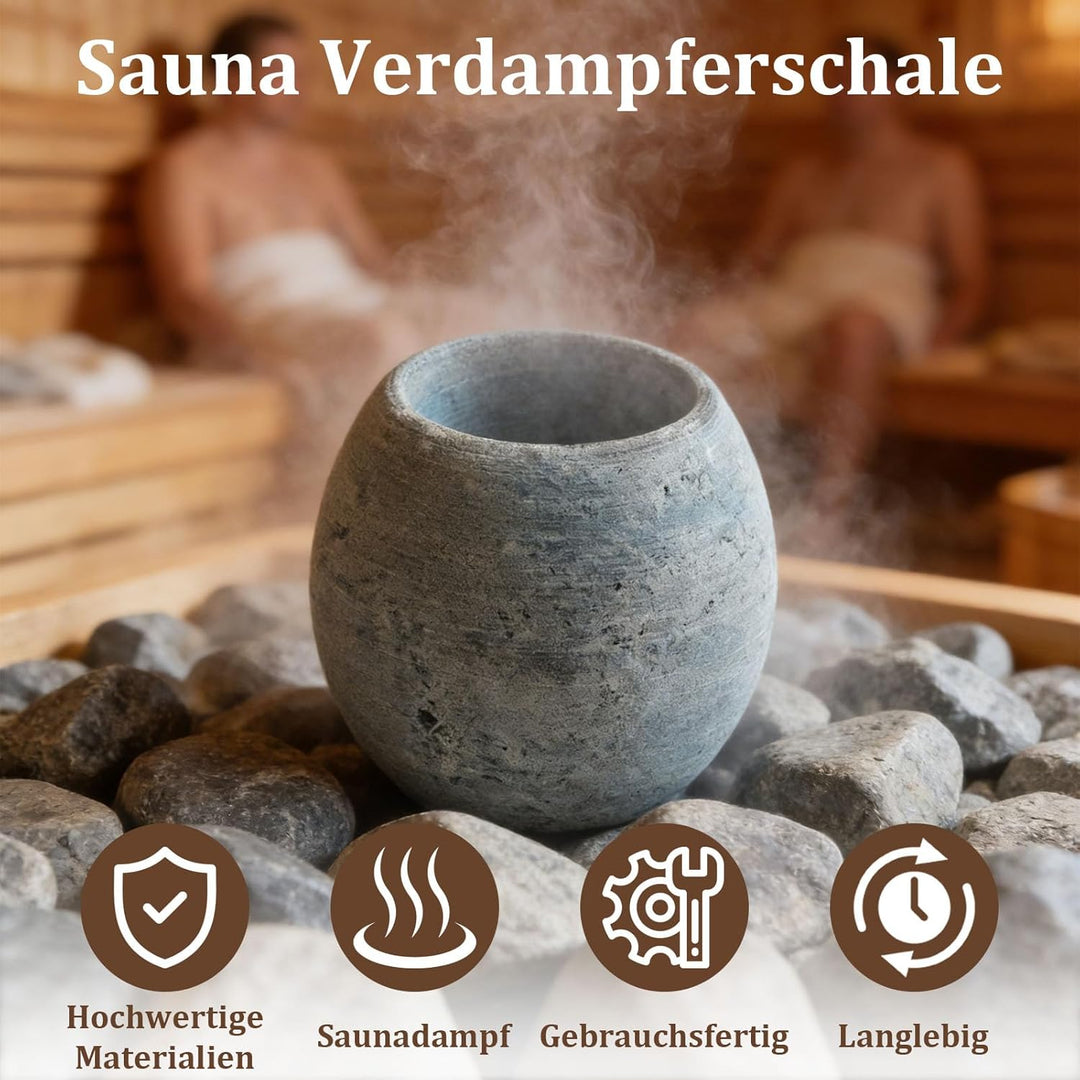 Sauna Verdampferschale aus robustem Granit, Emittiert bei Erwärmung für Mentholkristalle und Saunaöl