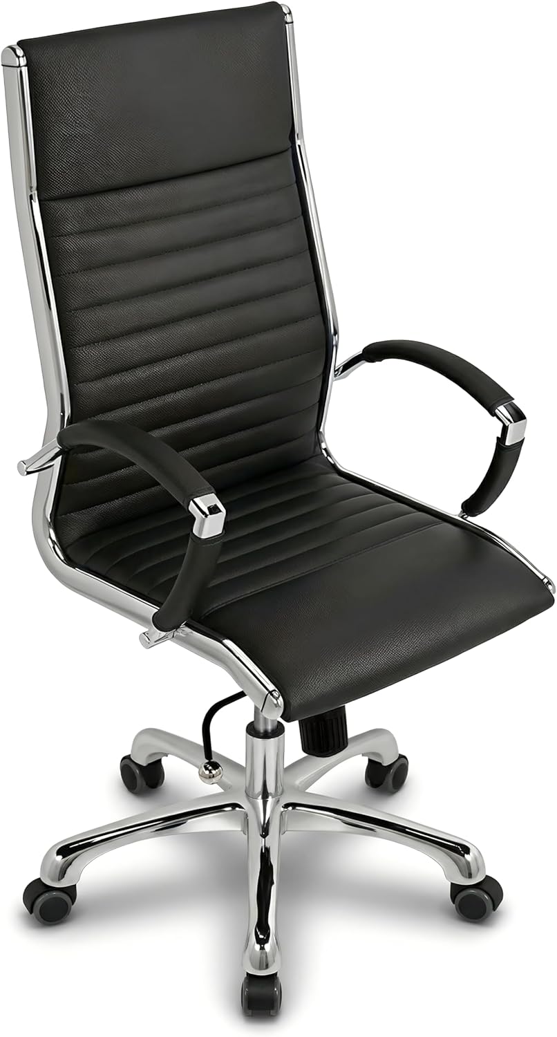 VERSEE Premium Echt-Leder Chefsessel Montreal in Schwarz - Ergonomischer Bürostuhl für Büro und Home
