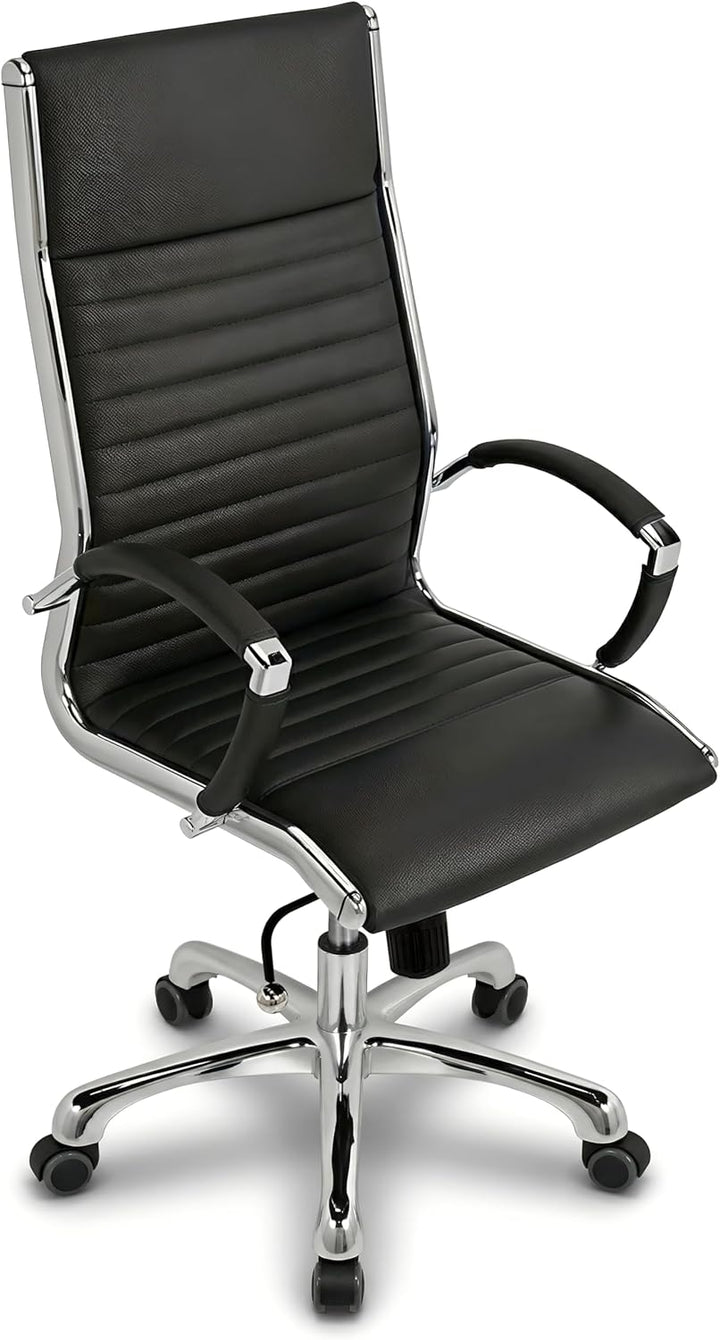 VERSEE Premium Echt-Leder Chefsessel Montreal in Schwarz - Ergonomischer Bürostuhl für Büro und Home