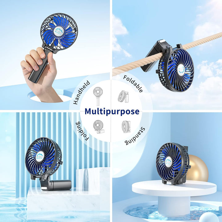 HandFan Mini Ventilator USB Tragbar Batterie Handventilator 3 Geschwindigkeits 180° Klappt Tisch Ven