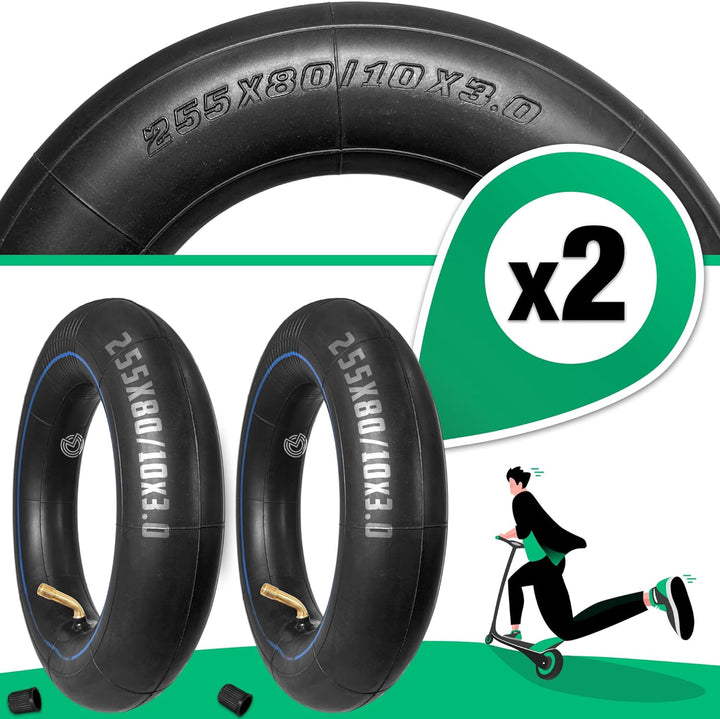 MOOVMOOV Schlauch 255 x 80 (10 x 3) mit abgewinkeltem Ventil 45/90 für Elektroroller – kompatibel mi