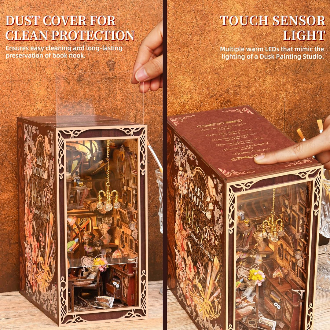 Book Nook Kit, DIY Miniatur Puppenhaus Booknook Kit, 3D Holzpuzzle Buchstütze Bücherregal Dekoration