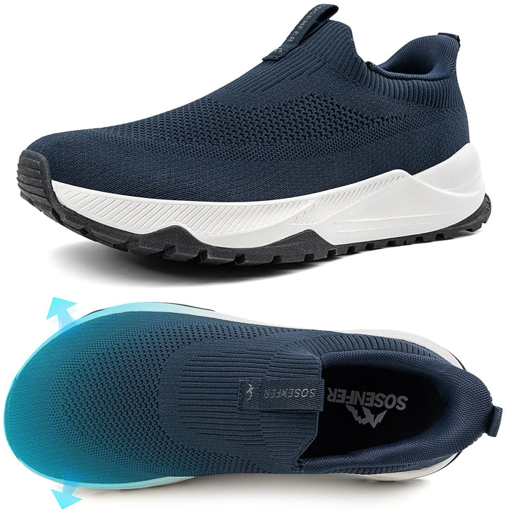 Sosenfer Walkingschuhe Herren Extra Weit Slip On Sneaker rutschfeste Sportschuhe Atmungsaktive Ohne