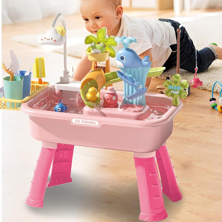 Wasserspiel-Tisch - Kinder Sand-Wasser-Tisch,4 Funktionen Spüle Mit Elektrischem Rollenspiel Für Gar