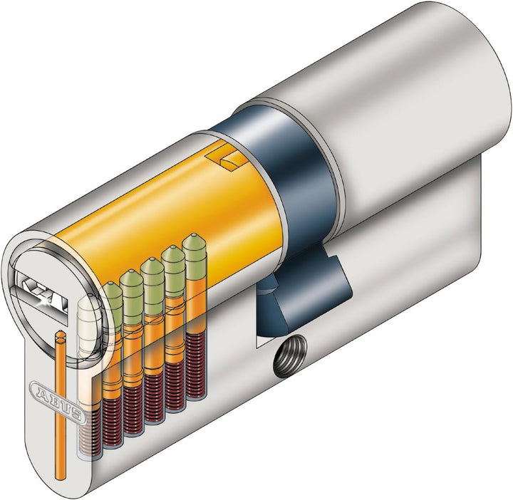 ABUS Türzylinder D6N - Schliesszylinder für Wohnungstüren, vernickelt, 45x45 mm - 33839 45x45 mm Ver