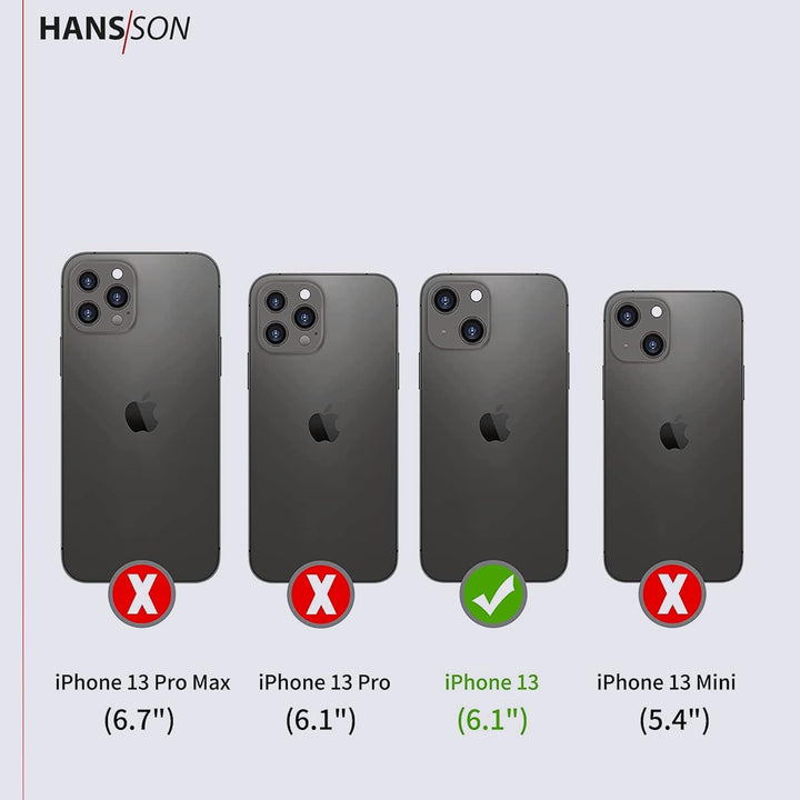 HANS/SON Echtlederhülle in Grau | iPhone 13 Pro Ledercase | Schutz vor Stürzen und Stössen | Magsafe