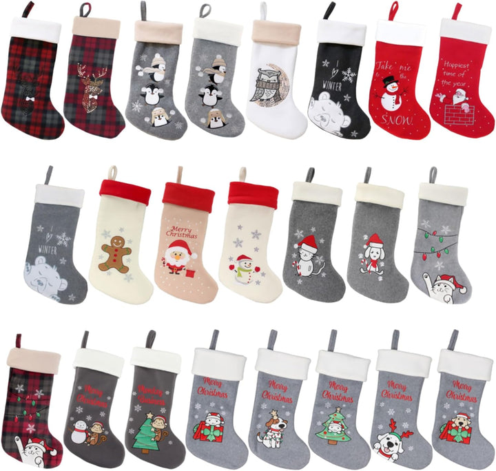 BambooMN 1 Set 45,7 cm Klassische, handbestickte Pailletten-Weihnachtsstrümpfe, niedliches Tiermotiv
