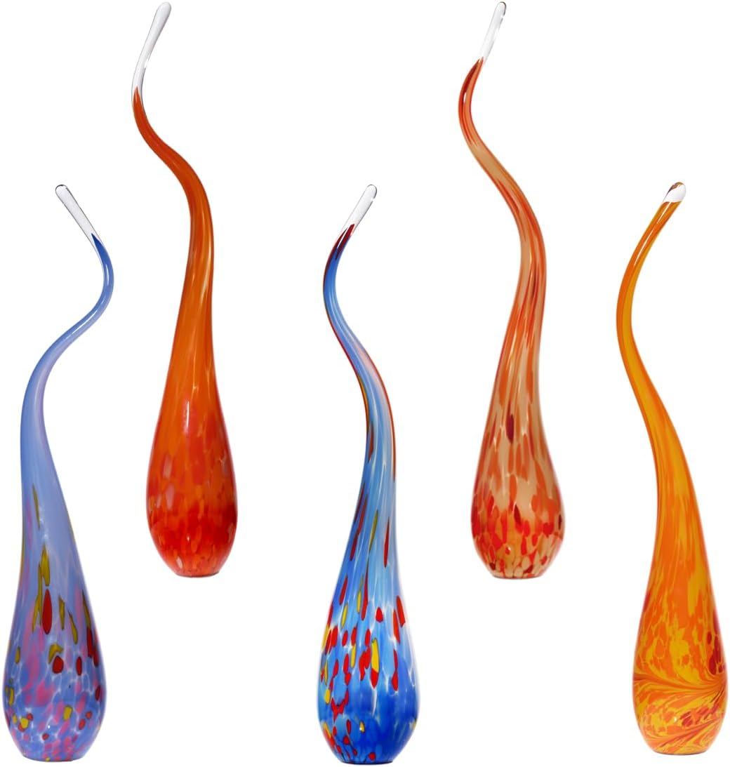 Gartenskulptur Glasflamme 65 cm Gartendeko Fackel mundgeblasen orange gelb Variante4, Variante4