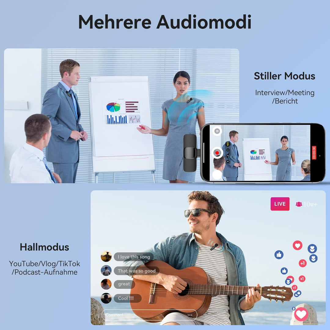 oraolo Kabelloses Lavalier Mikrofon für Android, 360° Omnidirektionales HD-Mikrofon mit Hoher Empfin