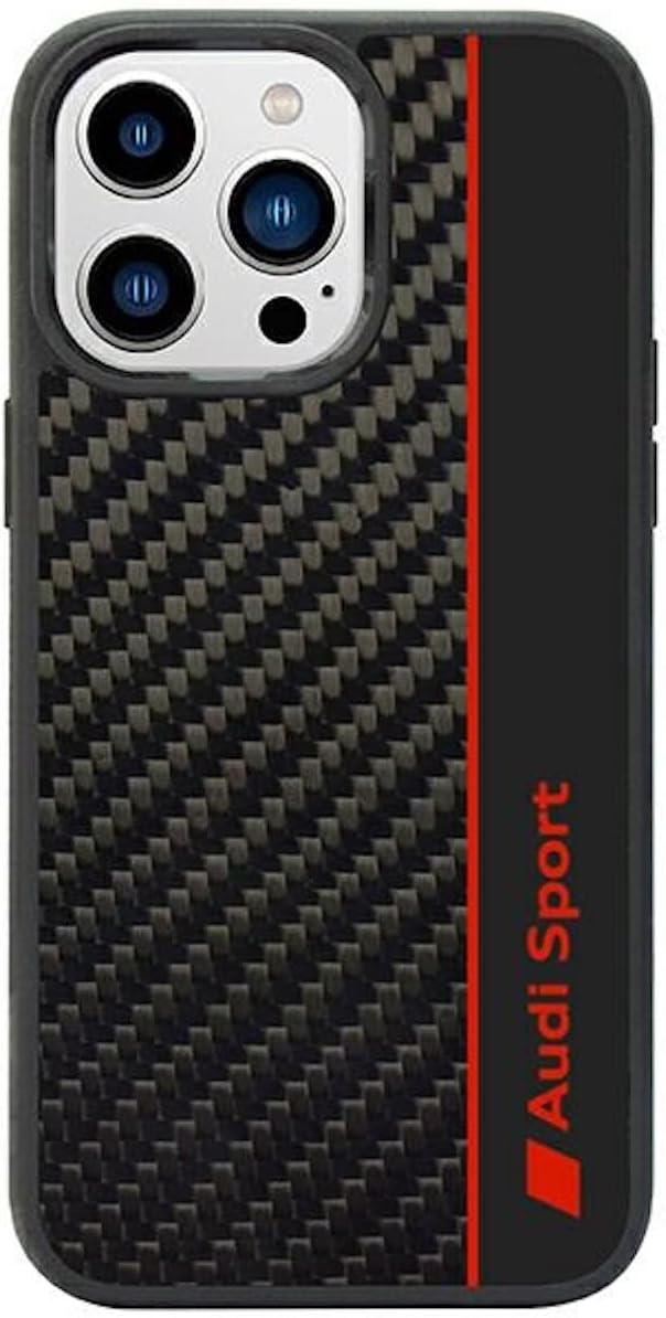 Audi Sport Handyhülle - Kompatibel mit iPhone 14 Pro Max - Stossabsorbierende Hülle mit Carbon - mit