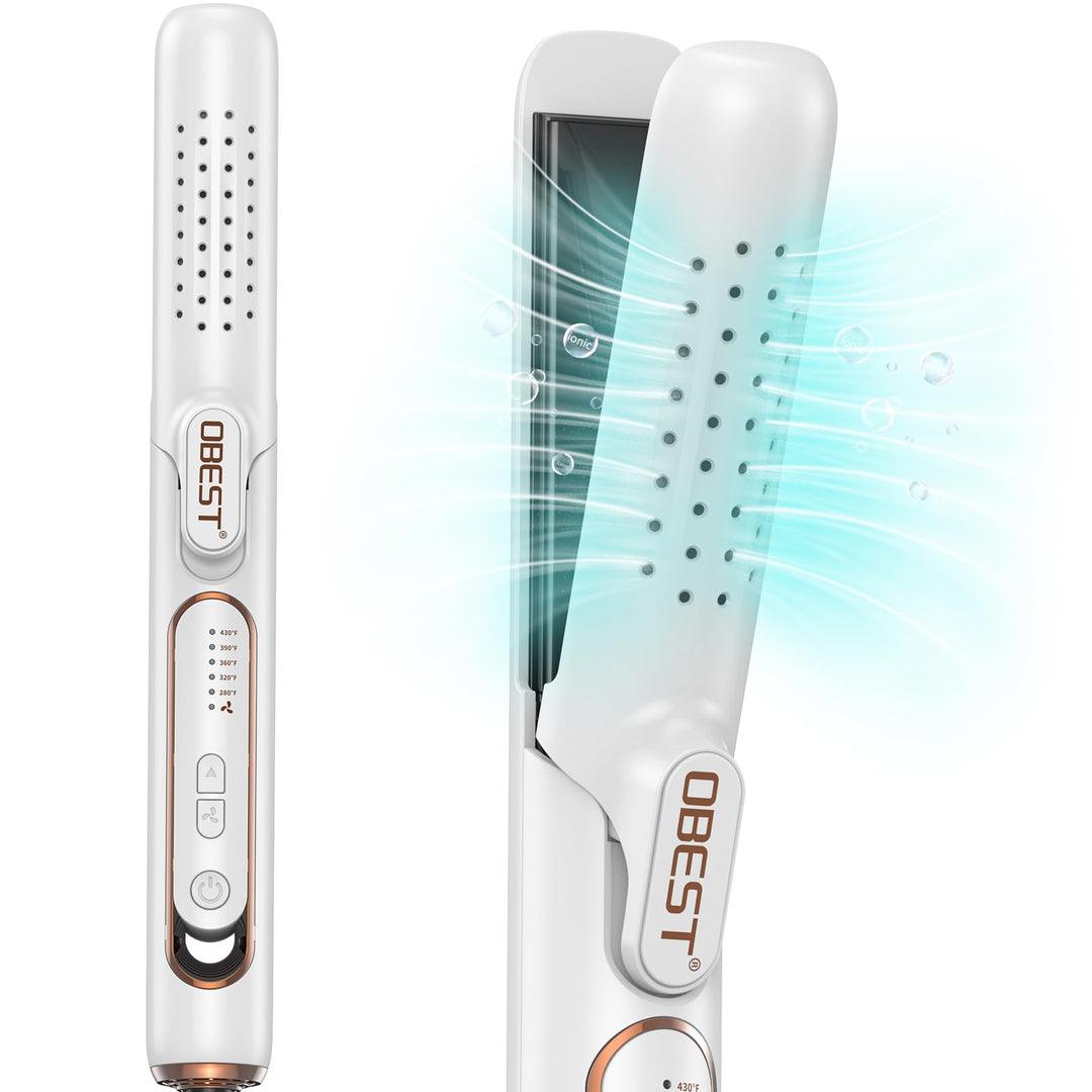 OBEST Airflow Curler Haarglätter und Lockenstab 2 in 1, Glätteisen Lockenstab, 30s Schnellaufheizung