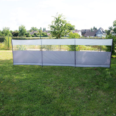 Windschutz mit Stahlstangen 500x140cm mit Sichtfenster - Sichtsschutz mit Heringen Abspannseilen Sch