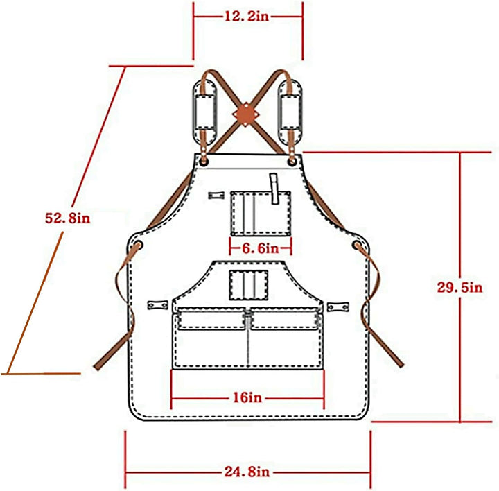 Schweisserschürze aus Leder für Männer - Robuste Grillschürze mit Werkzeugtaschen, hoher Hitzebestän