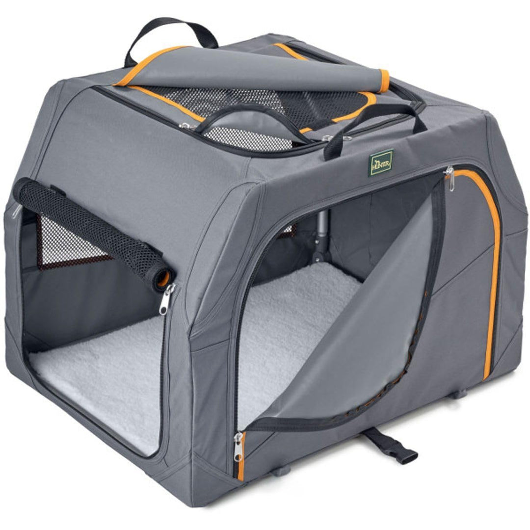 HUNTER faltbare Hundebox mit Aluminium-Gestell, Farbe: anthrazit/orange, faltbar & leicht, Alu-Geste