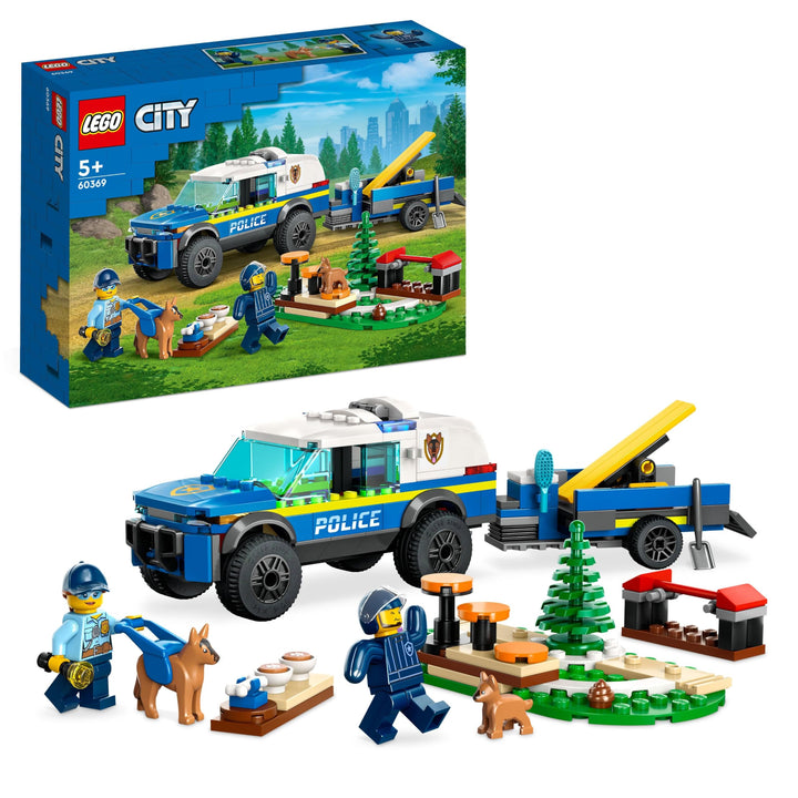 LEGO City Mobiles Polizeihunde-Training, Polizeiauto-Spielzeug mit Anhänger, Hunde- und Welpenfigure