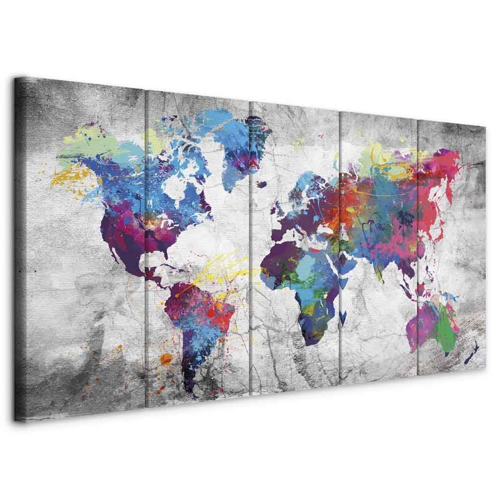 murando - Bilder Weltkarte 200x80 cm Vlies Leinwandbild 5 Teilig Kunstdruck modern Wandbilder XXL Wa