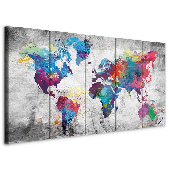 murando - Bilder Weltkarte 200x80 cm Vlies Leinwandbild 5 Teilig Kunstdruck modern Wandbilder XXL Wa