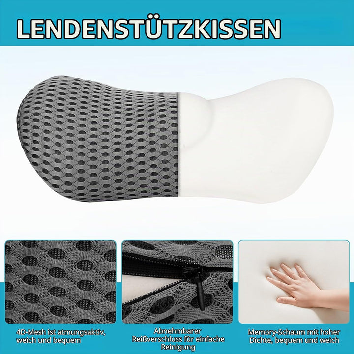Memory Foam Lendenkissen,Ergonomisches Rückenkissen,Lendenwirbelkissen mit atmaksaktivem Bezug &amp; ver