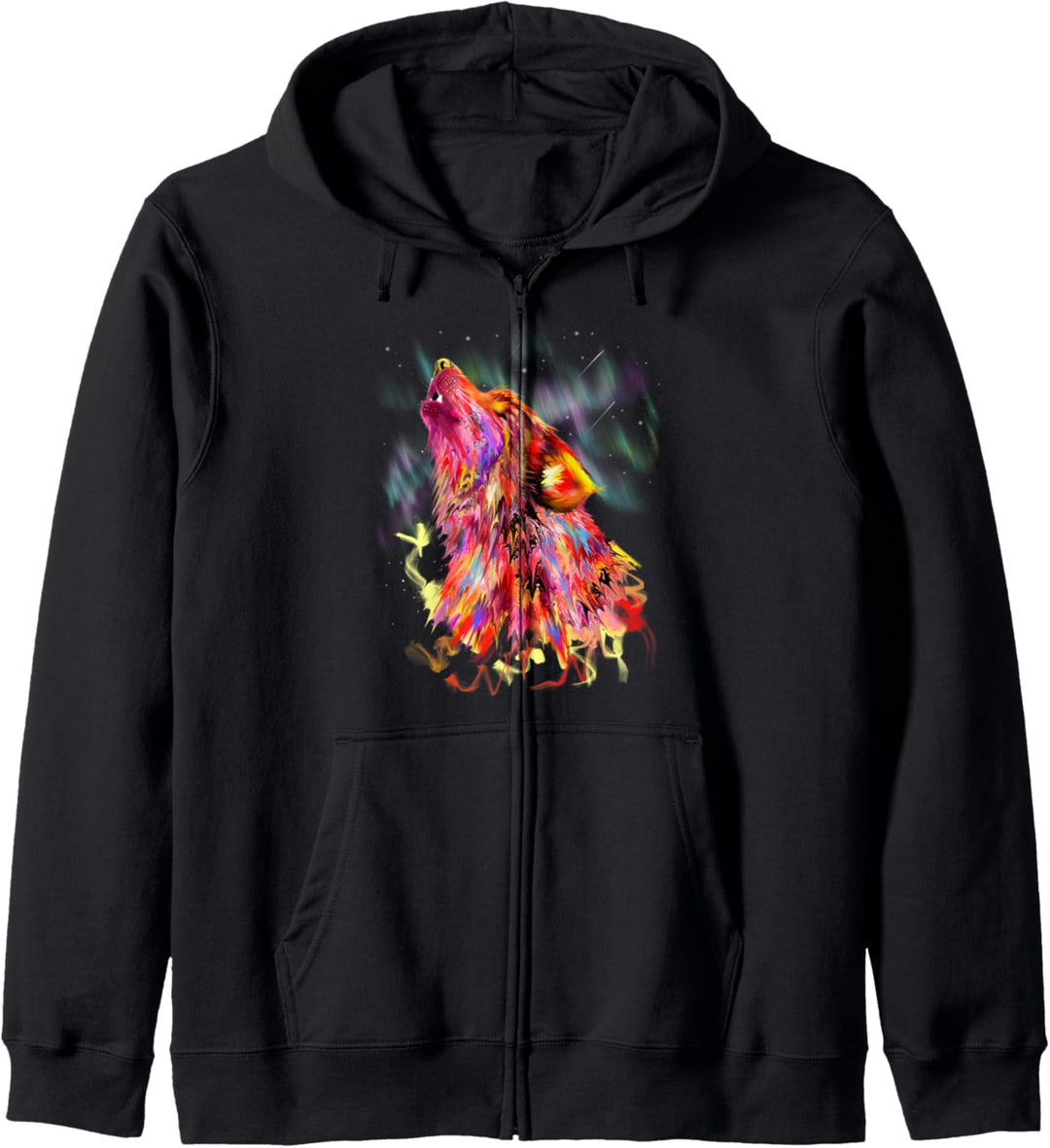 Bunte Regenbogen heulen Wolf Kapuzenjacke