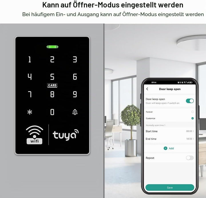FUSYTULY WiFi Tuya RFID-Zugangskontrolltastatur IP68 wasserdicht, Dual-Frequenz 125 kHz / 13,56 MHz