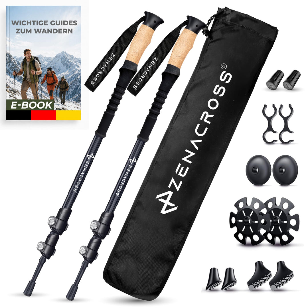 Wanderstöcke Teleskop [Carbon oder Aluminium] - Nordic Walking Stöcke Damen/Herren Ultraleichte - Tr