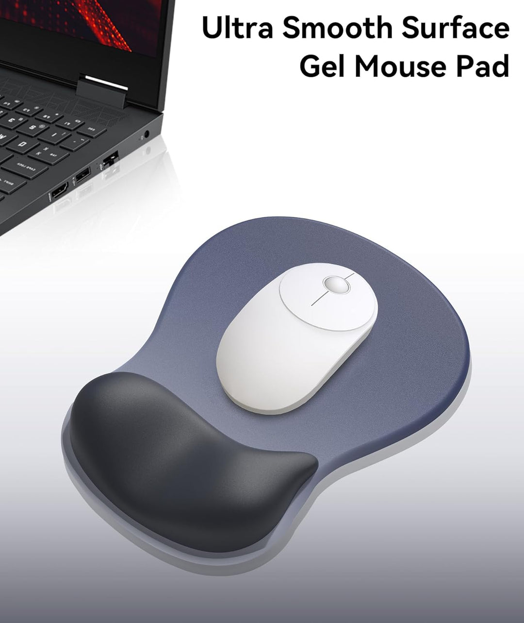 Mauspad mit Gelkissen,Ergonomisches Mousepad mit handauflage mit weichem Gelpolster,rutschfester Bas