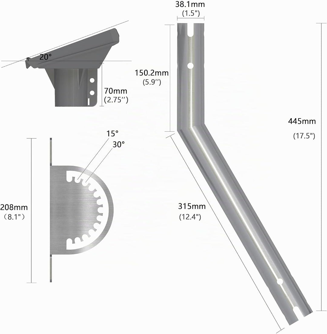 Starlink Wandhalterung Gen 3 Edelstahl mit Rohradapter Standard V3 Halterung Lang Pivot Wall Mount K