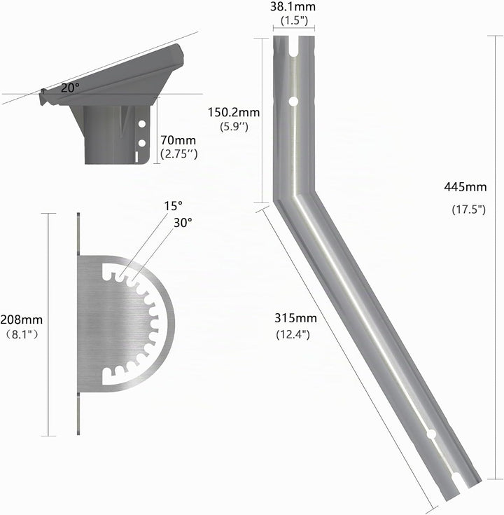Starlink Wandhalterung Gen 3 Edelstahl mit Rohradapter Standard V3 Halterung Lang Pivot Wall Mount K