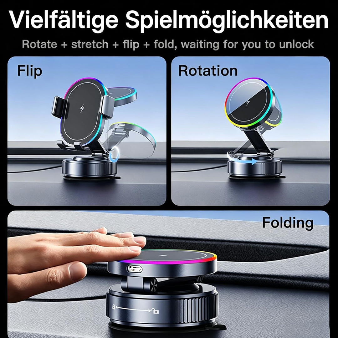Magnetisch Autohalterung 15W Handyhalterung Auto mit Ladefunktion, Ladegerät Kfz Magnet Wireless Car