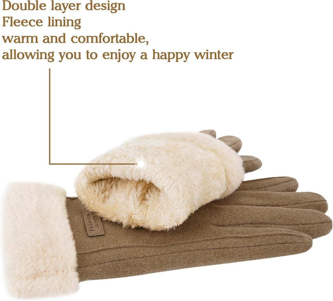 Damen Winter Warm Touchscreen Handschuhe mit Fleece Gefütterte Strick winterhandschuhe für Kaltes We