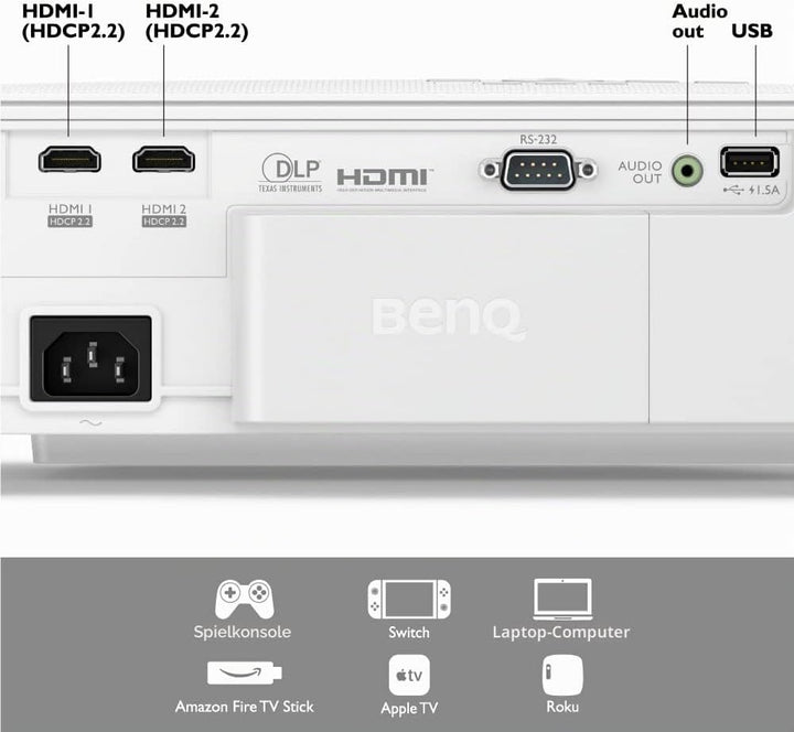 BenQ W1800 Heimkino-Beamer - 4K UHD. 2.000 ANSI Lumen. HDR