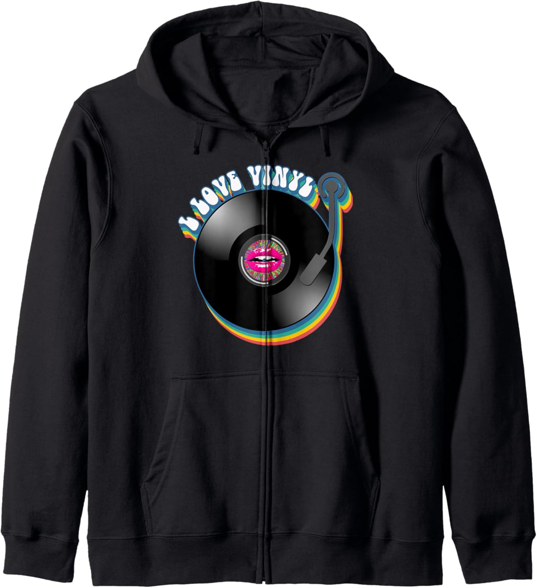 60s 70s Retro Flower Power - I Love Vinyl Records 3 Fan Fun Kapuzenjacke
