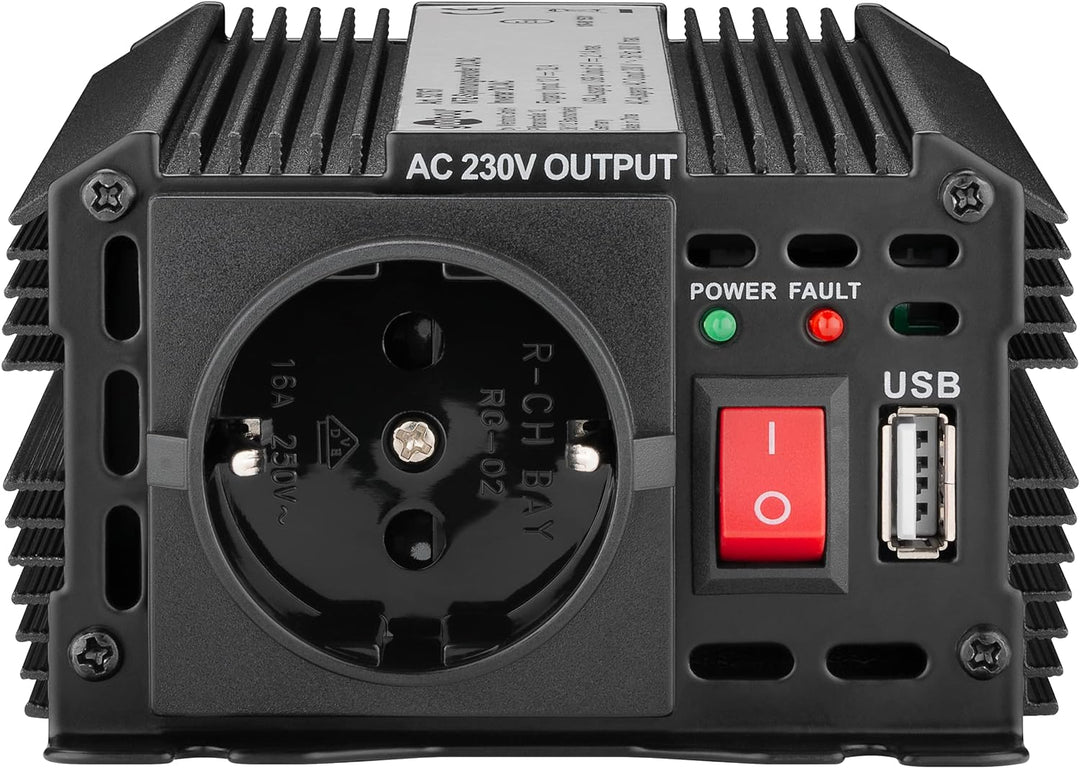 goobay 52767 Wechselrichter 12v DC auf 230v AC 300w / KFZ Spannungswandler mit 1x AC Steckdose und 1