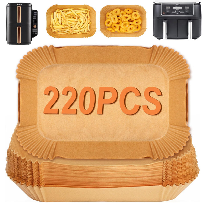YQL 220 Stück Backpapier für Heissluftfritteuse, Heissluftfritteuse Zubehör für Ninja Foodi Dual Zon