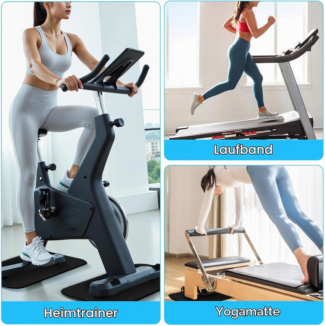 Bodenschutzmatte für Fitnessgeräte Heimtrainer,2 Stück Anti-Rutsch Doppelmatte Bodenschutzmatte Fitn