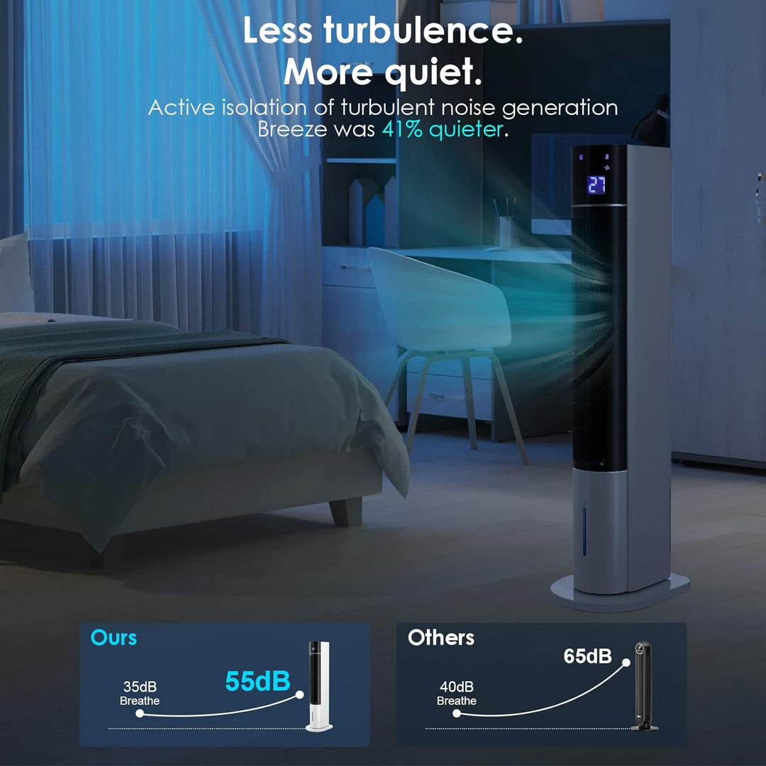 LIFERUN 104CM Turmventilator mit Fernbedienung und Wasserkühlung, 4 in 1 mit Kühlung Befeuchtung Rei